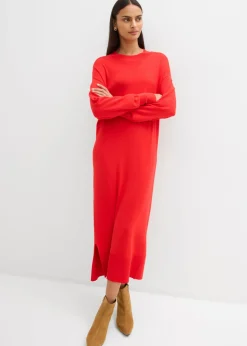 bonprix bonprix Vestido midi holgado de mezcla de viscosa fresa Hot