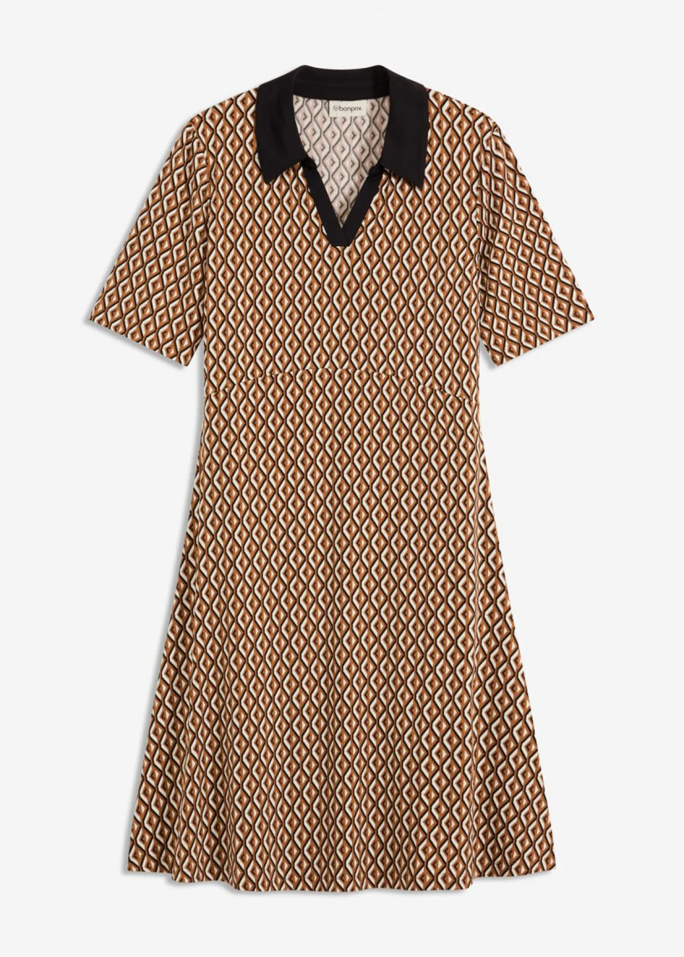 bonprix bonprix Vestido midi tipo polo marrón moka /negro Online