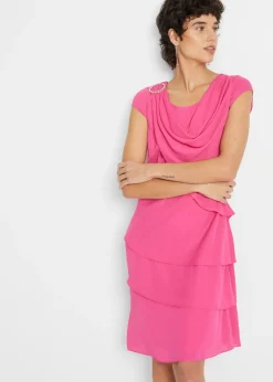 bonprix bonprix Vestido mini con look de capas y accesorios decorativos Azul marino Outlet