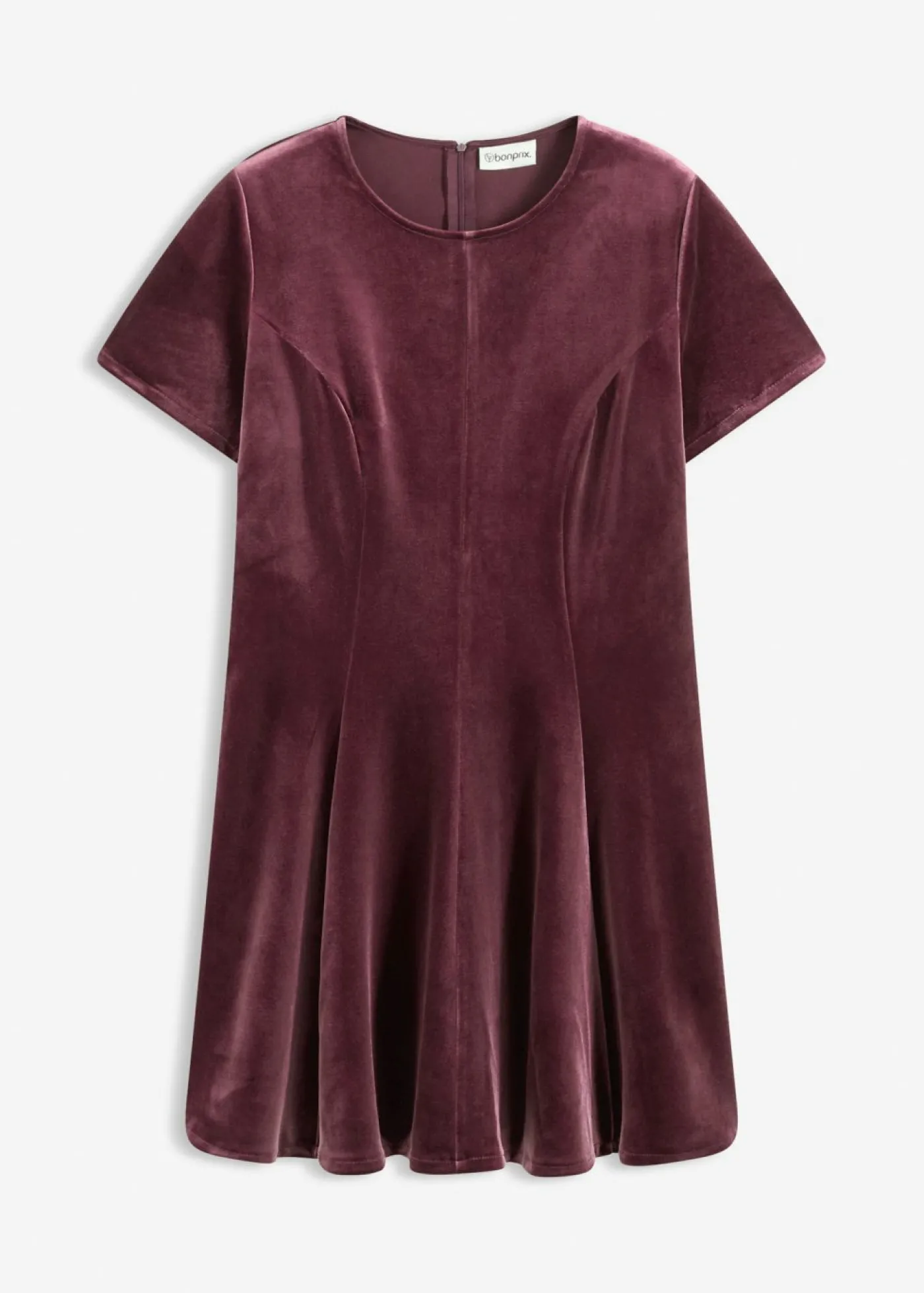 bonprix bonprix Vestido mini de terciopelo suave rojo burdeos Online