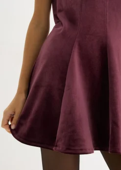 bonprix bonprix Vestido mini de terciopelo suave rojo burdeos Online