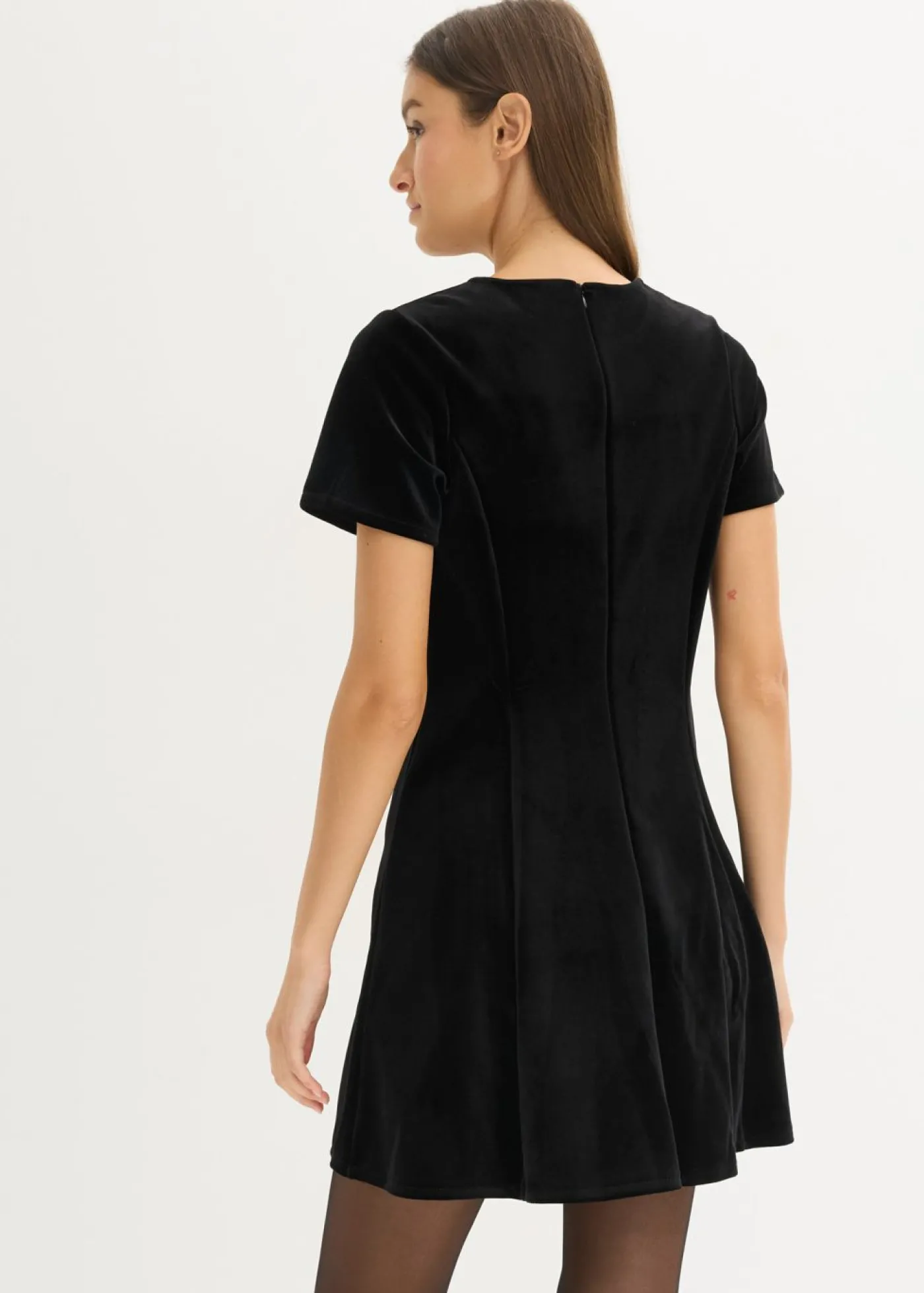 bonprix bonprix Vestido mini de terciopelo suave Negro Clearance