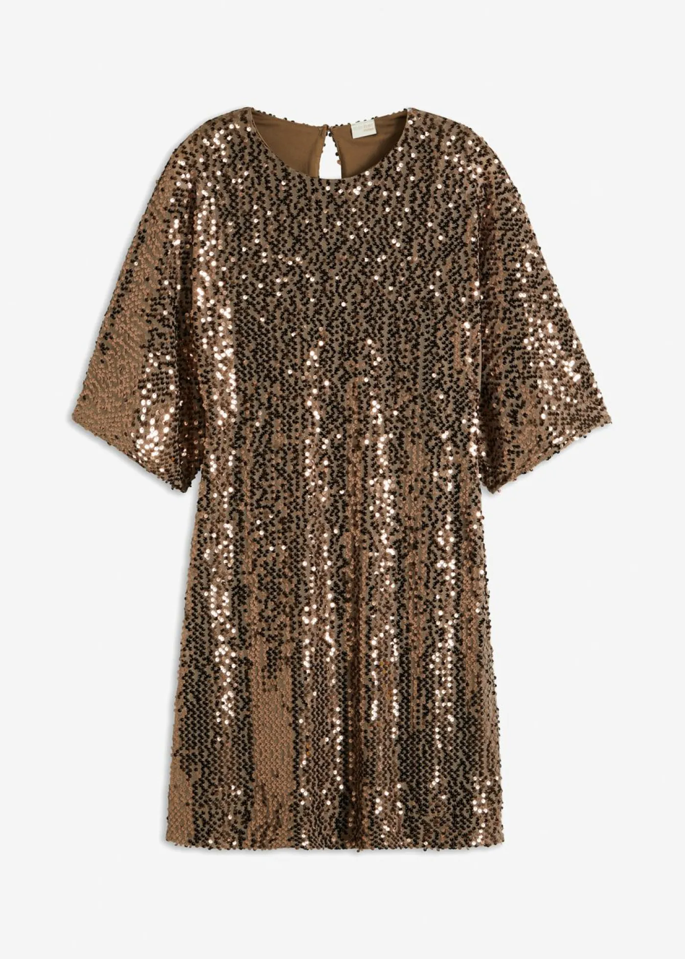bonprix bonprix Vestido oversize de lentejuelas Marrón turrón Sale