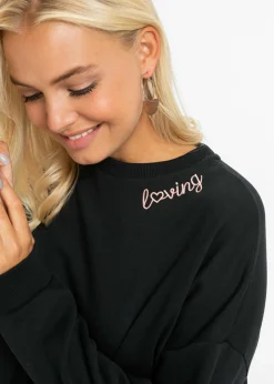 bonprix bonprix Vestido oversize tipo sudadera Negro Clearance