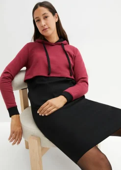 bonprix bonprix Vestido premamá Negro/rojo azalea