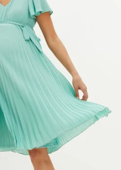 bonprix bonprix Vestido premamá con plisado verde salvia New