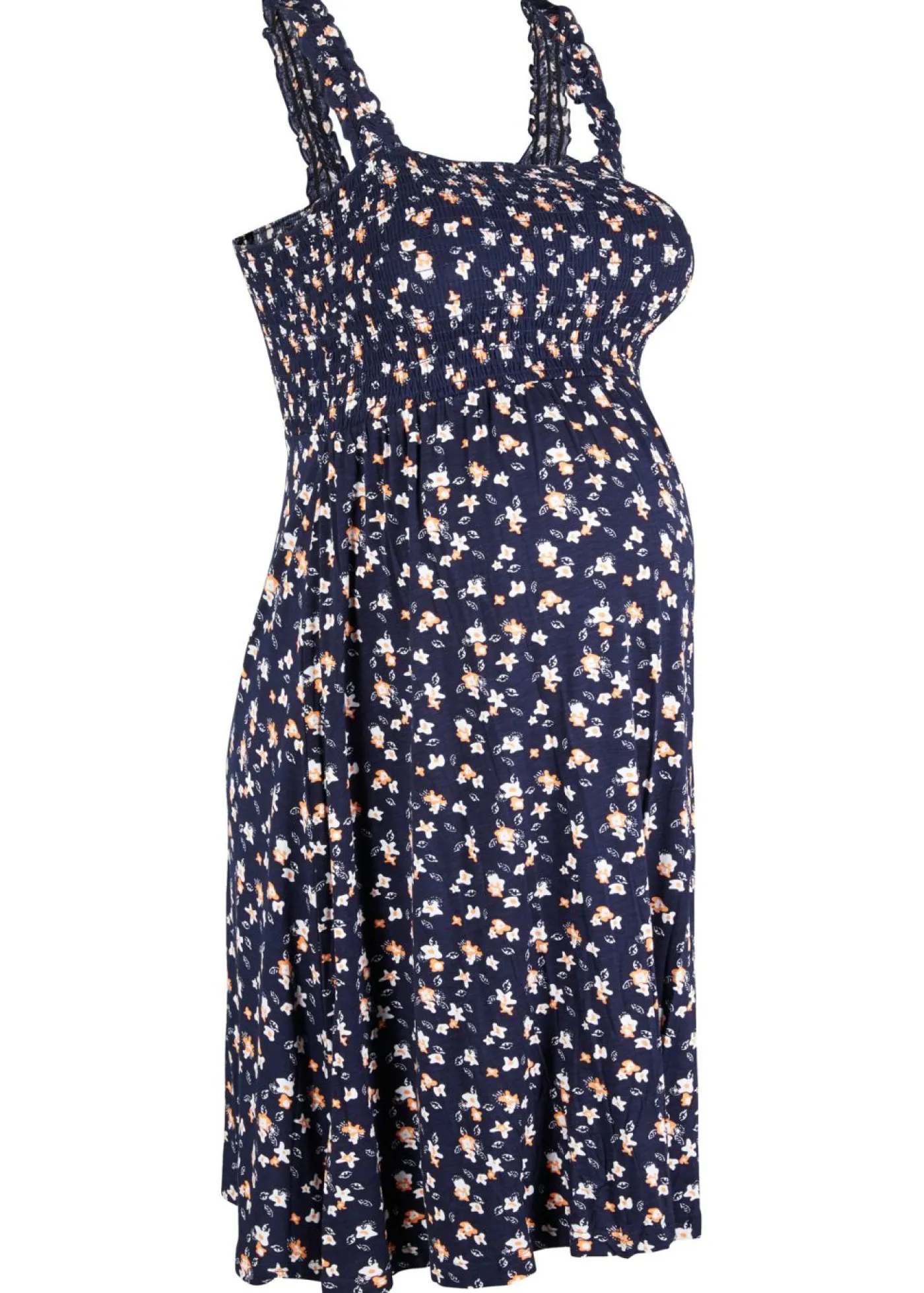 bonprix bonprix Vestido premamá de punto con viscosa sostenible Azul marino estampado Discount