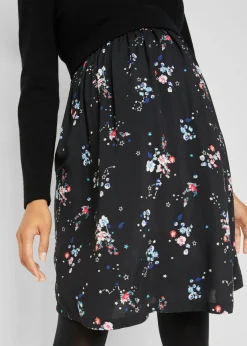 bonprix bonprix Vestido premamá de punto y viscosa Negro de flores Clearance