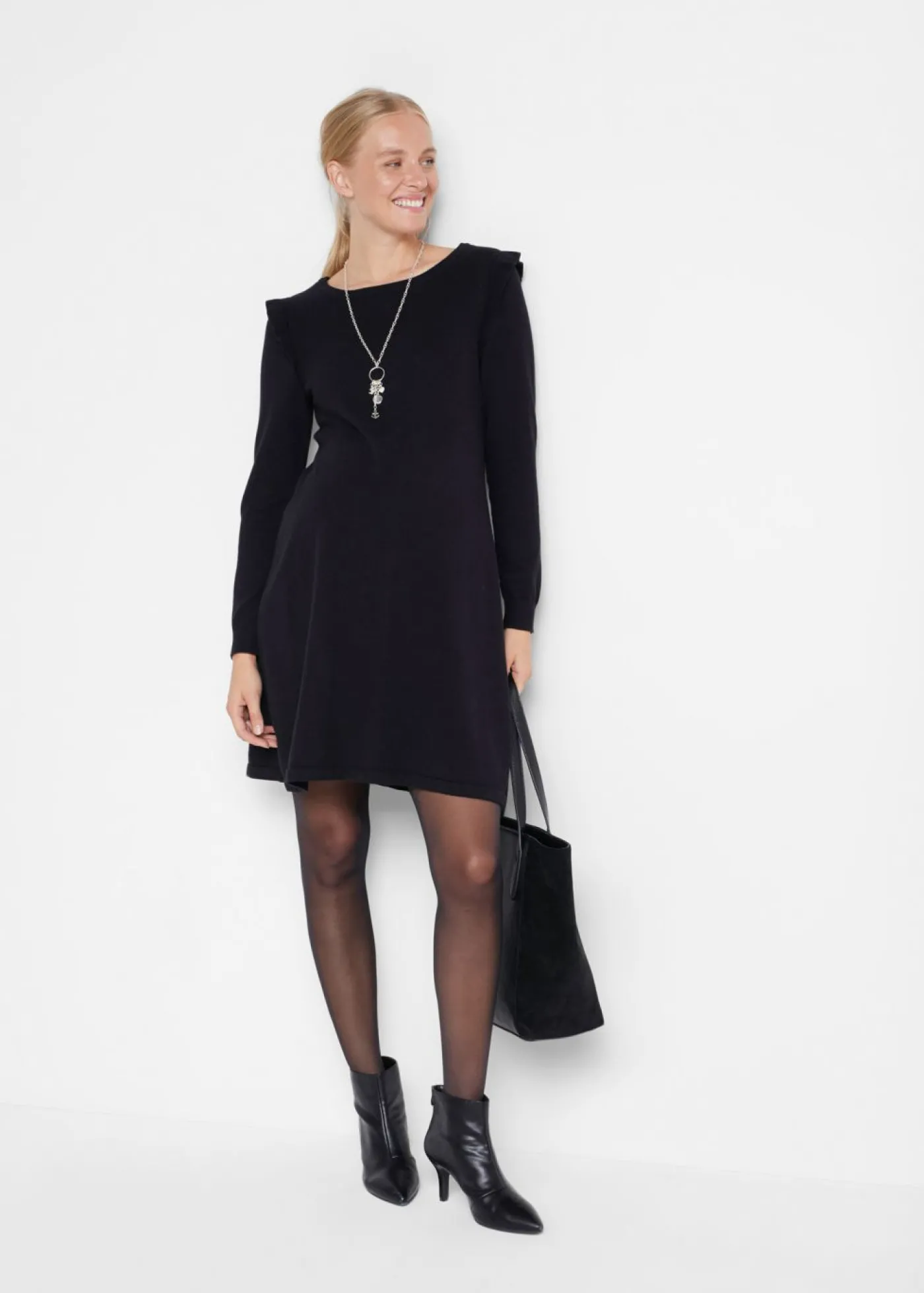 bonprix bonprix Vestido premamá ligero de punto Negro Sale