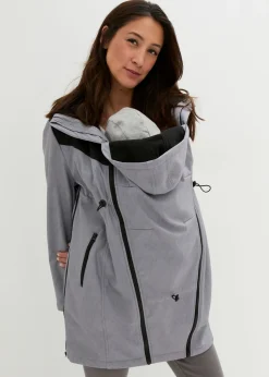 bonprix bonprix Vestido premamá y de porteo 3 en 1 de softshell Gris jaspeado-negro New