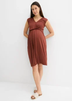 bonprix bonprix Vestido premamá/de lactancia 2 en 1 de mezcla suave de modal Marrón caoba Outlet