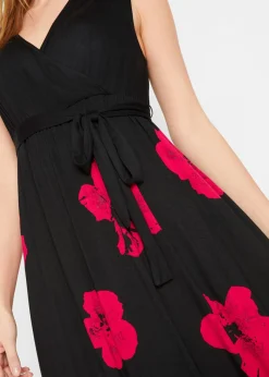 bonprix bonprix Vestido premamá/de lactancia 2 en 1 de punto de viscosa Negro-Magenta Hot