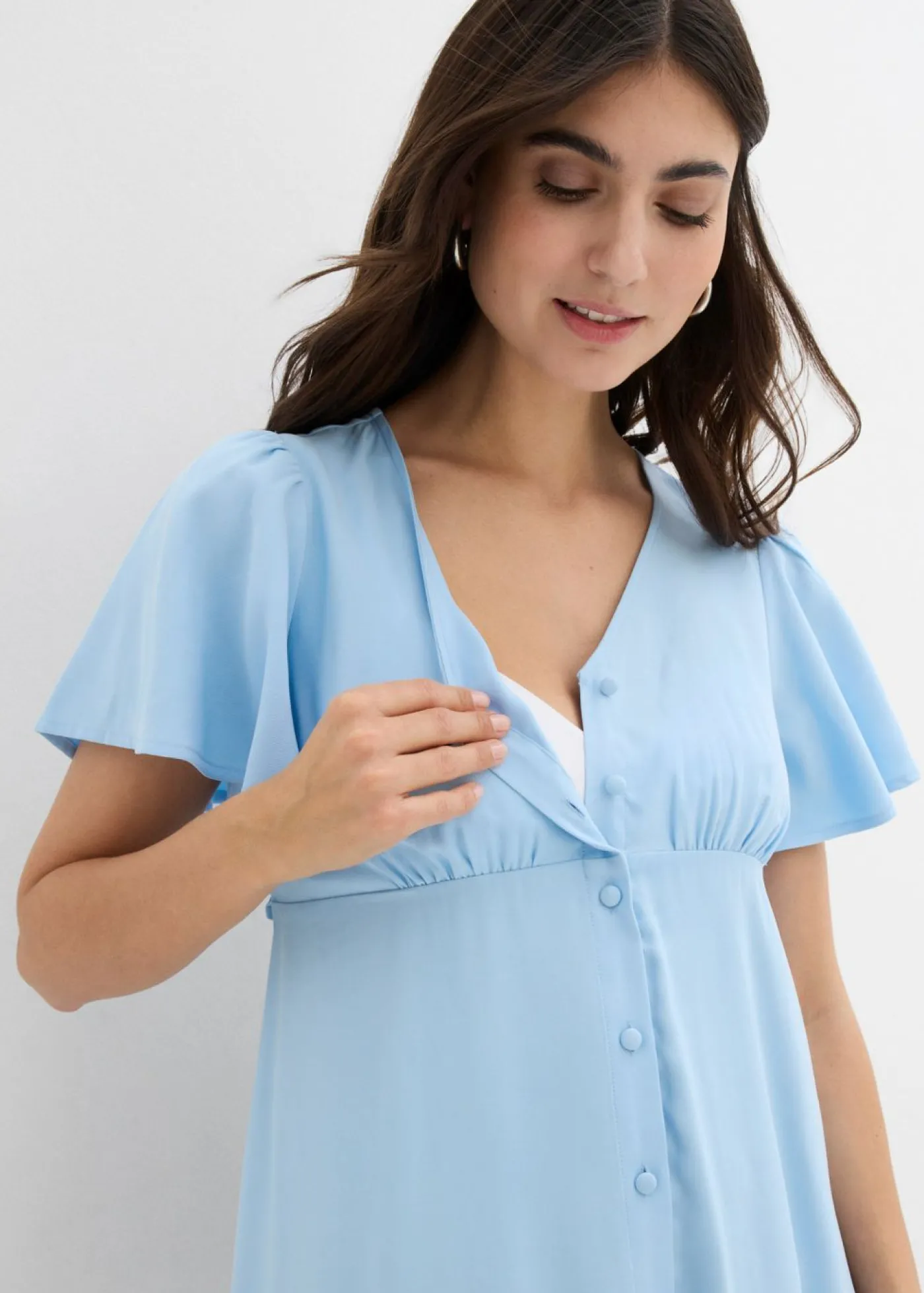 bonprix bonprix Vestido premamá/de lactancia con botones Azul claro Outlet