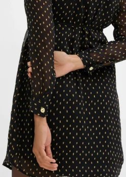 bonprix bonprix Vestido premamá/de lactancia 2 en 1 de gasa Negro-dorado de lunares Online