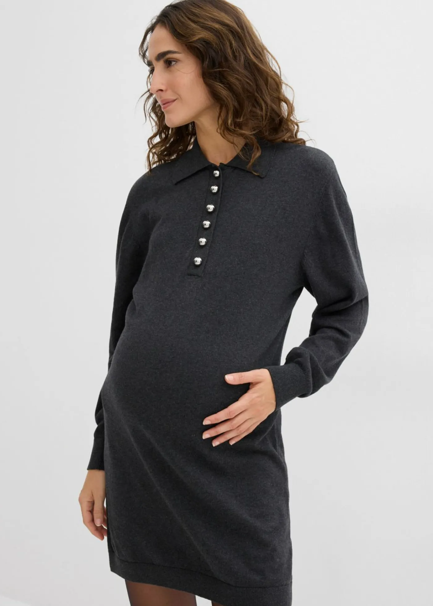 bonprix bonprix Vestido premamá/de lactancia de punto fino de algodón orgánico Antracita jaspeado Outlet