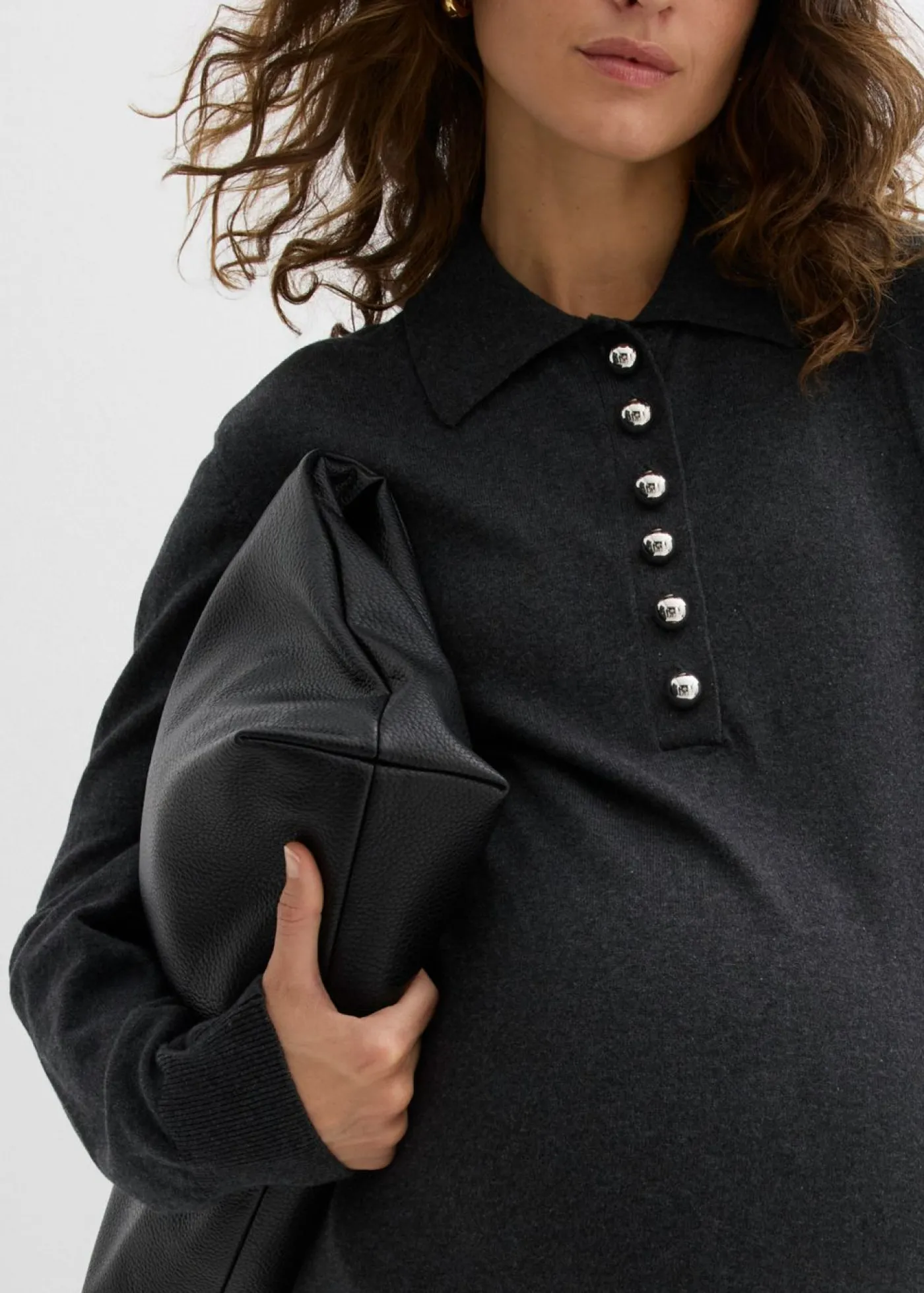 bonprix bonprix Vestido premamá/de lactancia de punto fino de algodón orgánico Antracita jaspeado Outlet