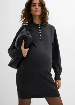 bonprix bonprix Vestido premamá/de lactancia de punto fino de algodón orgánico Antracita jaspeado Outlet