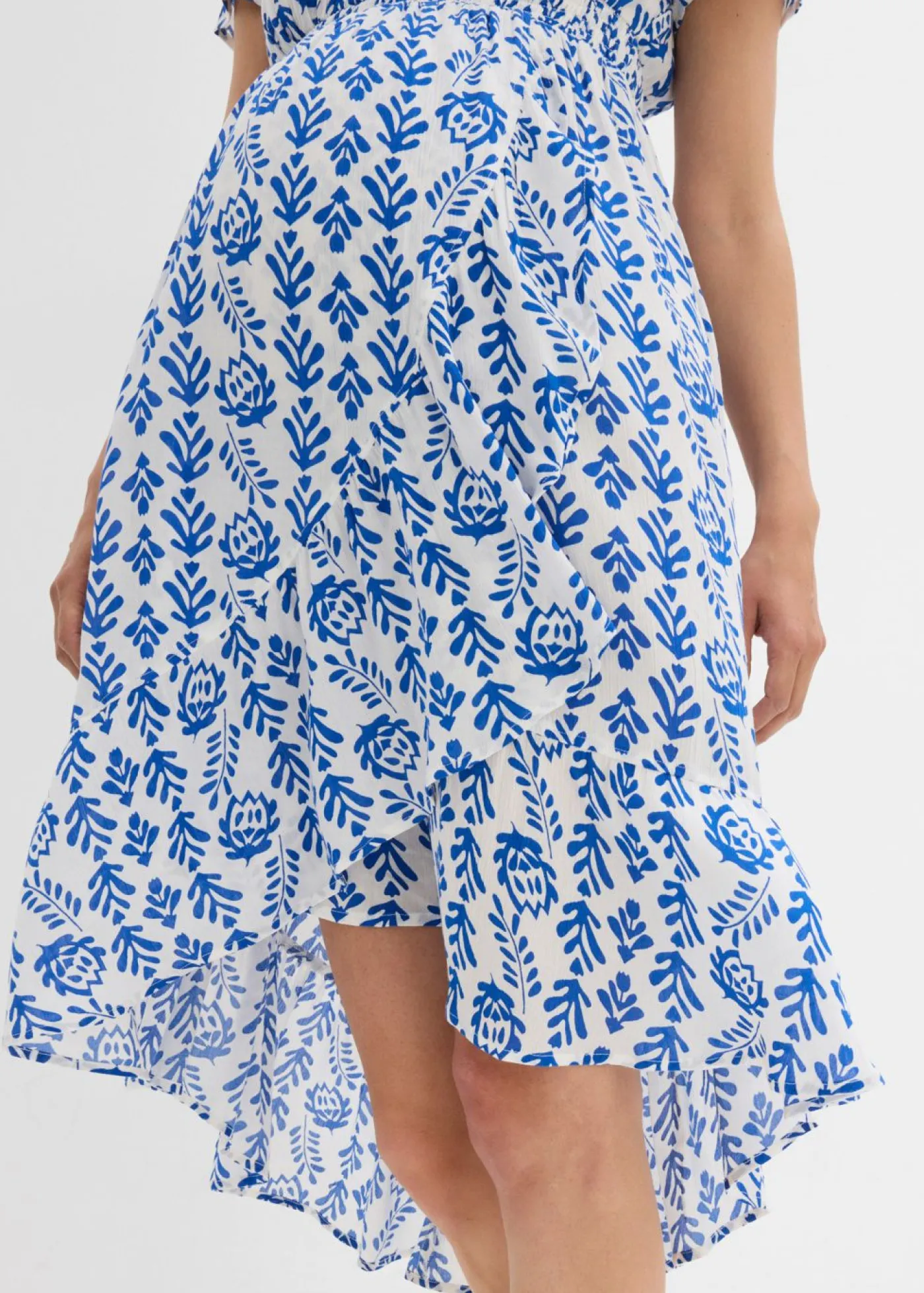 bonprix bonprix Vestido premamá/de lactancia 2 en 1 de viscosa fluida blanco-azul ártico