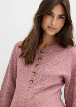 bonprix bonprix Vestido premamá/de lactancia de punto Rosa oscuro