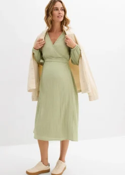 bonprix bonprix Vestido premamá/de lactancia 2 en 1 de muselina de algodón Verde New