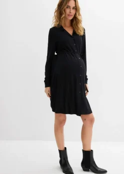 bonprix bonprix Vestido premamá/de lactancia 2 en 1 de punto de viscosa Negro Hot
