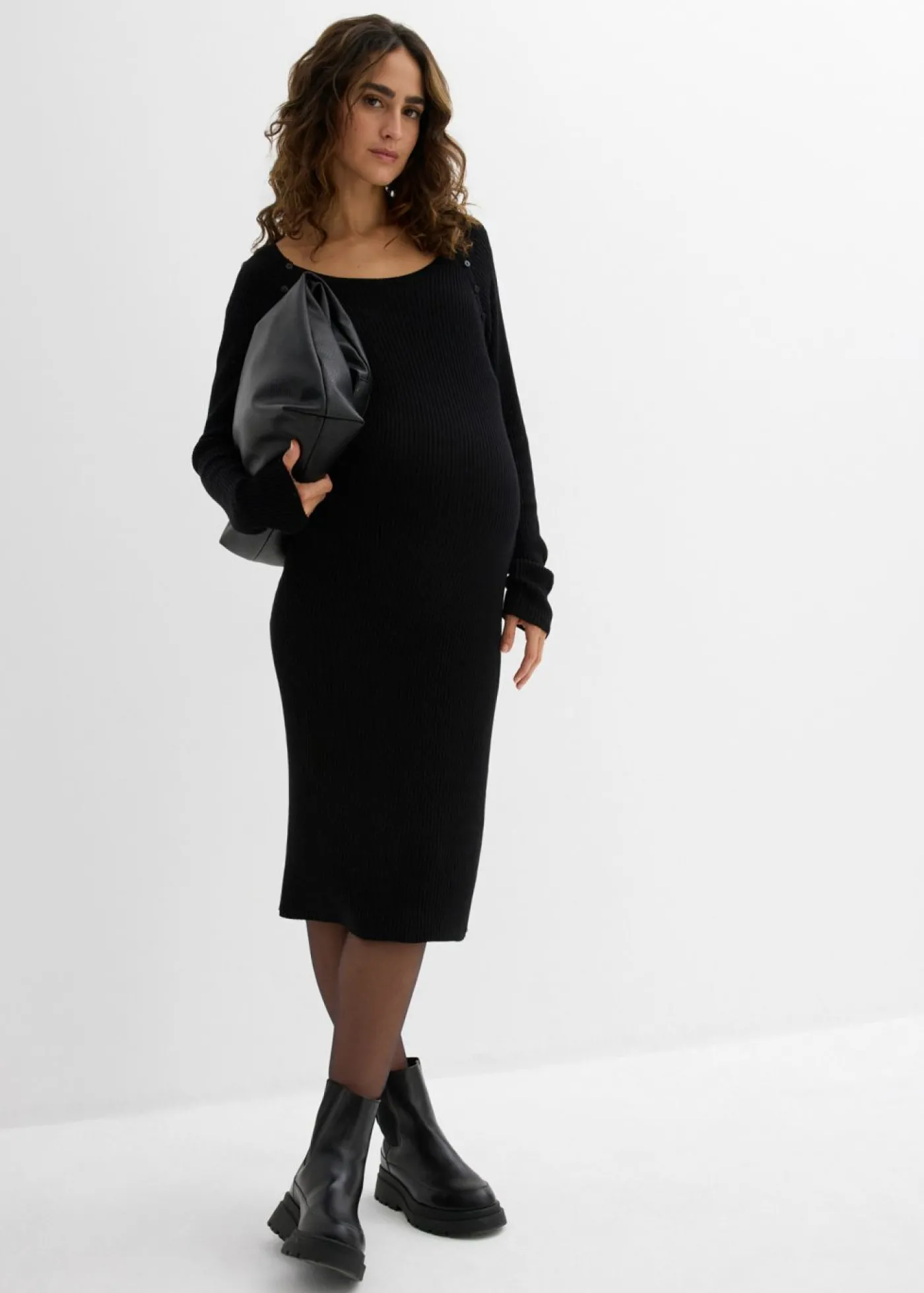 bonprix bonprix Vestido premamá/de lactancia de punto Negro Best