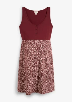 bonprix bonprix Vestido premamá/de lactancia 2 en 1 de algodón orgánico mora oscuro-blanco con flores Sale