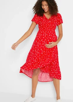 bonprix bonprix Vestido premamá/de lactancia 2 en 1 de crepé de viscosa Rosa fresa con flores Outlet