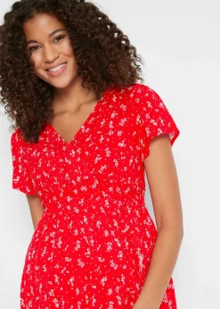 bonprix bonprix Vestido premamá/de lactancia 2 en 1 de crepé de viscosa Rosa fresa con flores Outlet