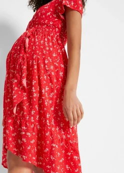 bonprix bonprix Vestido premamá/de lactancia 2 en 1 de crepé de viscosa Rosa fresa con flores Outlet