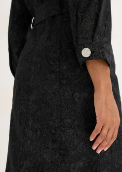 bonprix bonprix Vestido tipo americana con falda acampanada Negro + gris ahumado Outlet