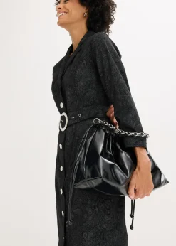 bonprix bonprix Vestido tipo americana con falda acampanada Negro + gris ahumado Outlet
