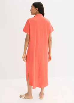 bonprix bonprix Vestido tipo caftán de muselina suave Salmón claro Best