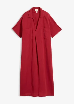 bonprix bonprix Vestido tipo caftán de muselina suave Cereza New