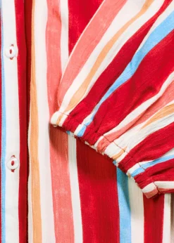 bonprix bonprix Vestido tipo caftán de viscosa estructurada de rayas rojo amapola-salmón claro-blanco con rayas Clearance