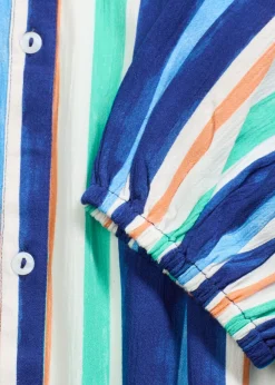 bonprix bonprix Vestido tipo caftán de viscosa estructurada de rayas azul ártico-azul claro-blanco con rayas