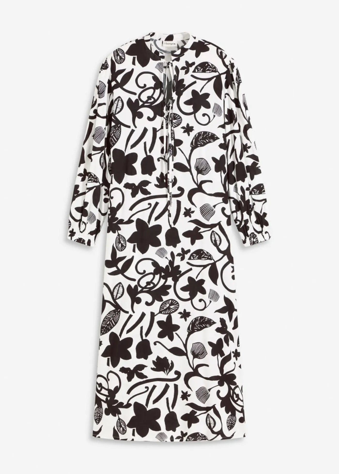 bonprix bonprix Vestido tipo caftán de viscosa fluida Negro-blanco crema Outlet