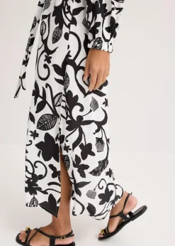 bonprix bonprix Vestido tipo caftán de viscosa fluida Negro-blanco crema Outlet