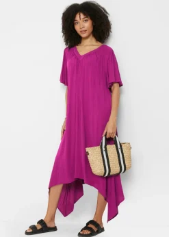 bonprix bonprix Vestido tipo caftán en tejido de crepé orquídea púrpura Sale