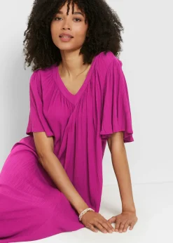 bonprix bonprix Vestido tipo caftán en tejido de crepé orquídea púrpura Sale