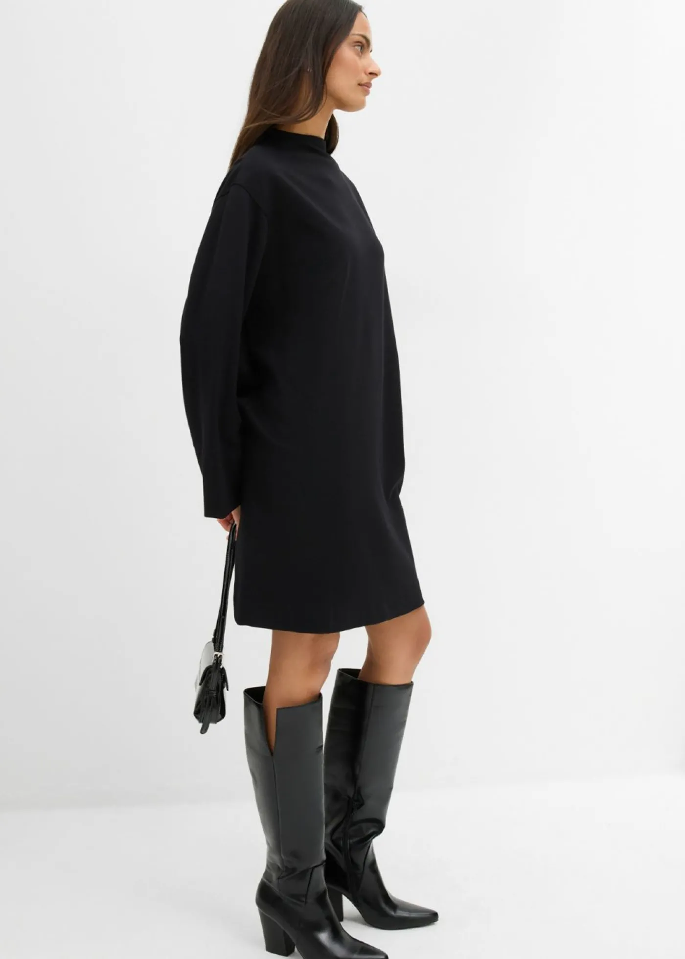 bonprix bonprix Vestido tipo chaqueta de tejido Punto di Roma Negro Hot