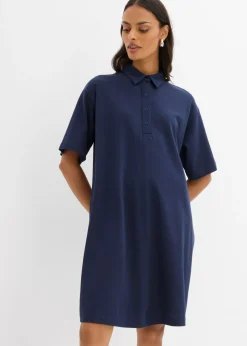 bonprix bonprix Vestido tipo polo de algodón puro Azul marino Hot