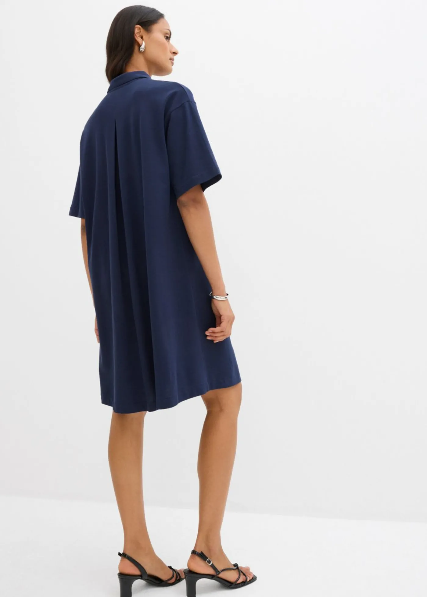 bonprix bonprix Vestido tipo polo de algodón puro Azul marino Hot