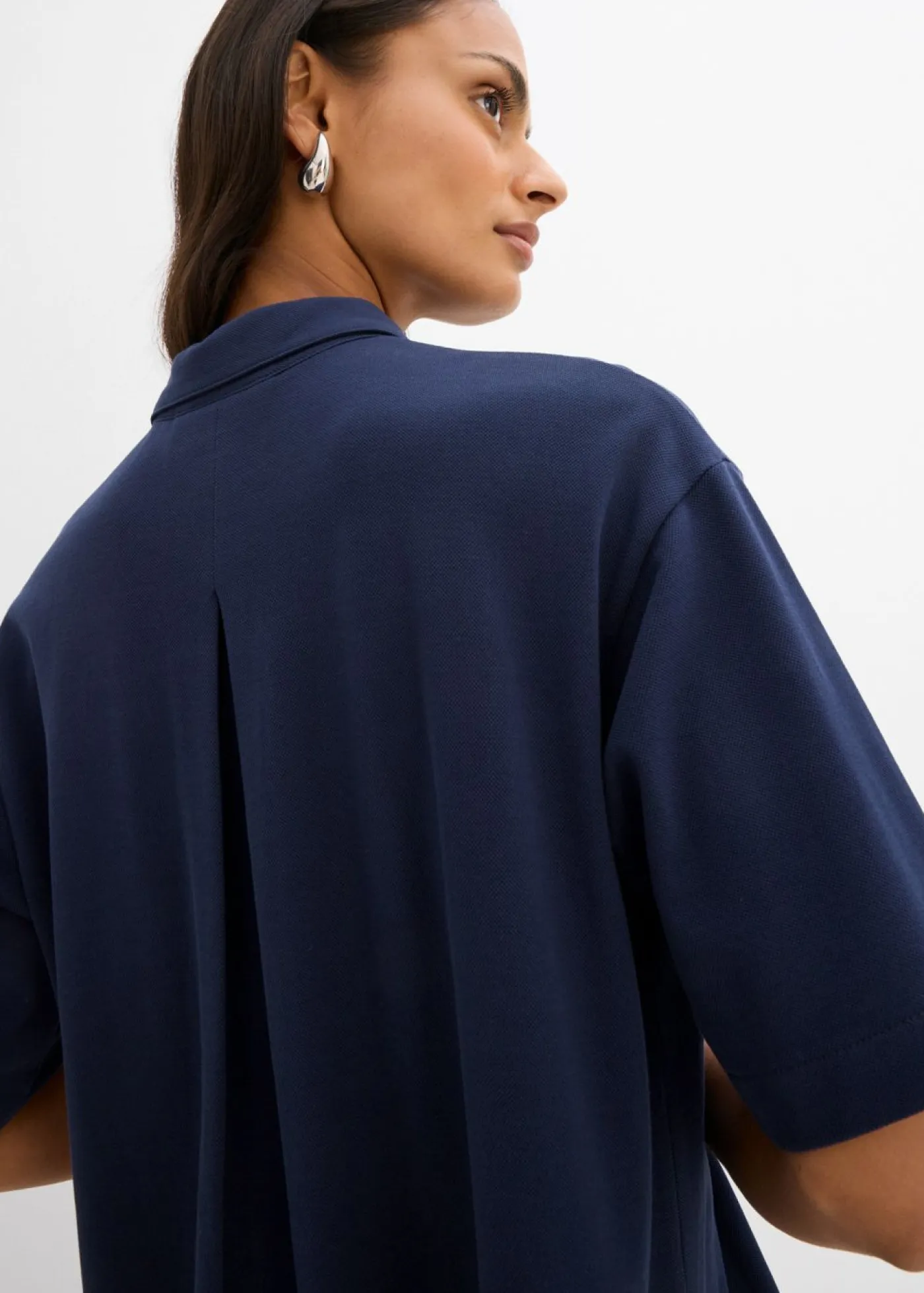 bonprix bonprix Vestido tipo polo de algodón puro Azul marino Hot