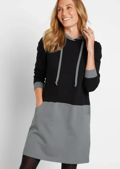bonprix bonprix Vestido tipo sudadera Gris-negro