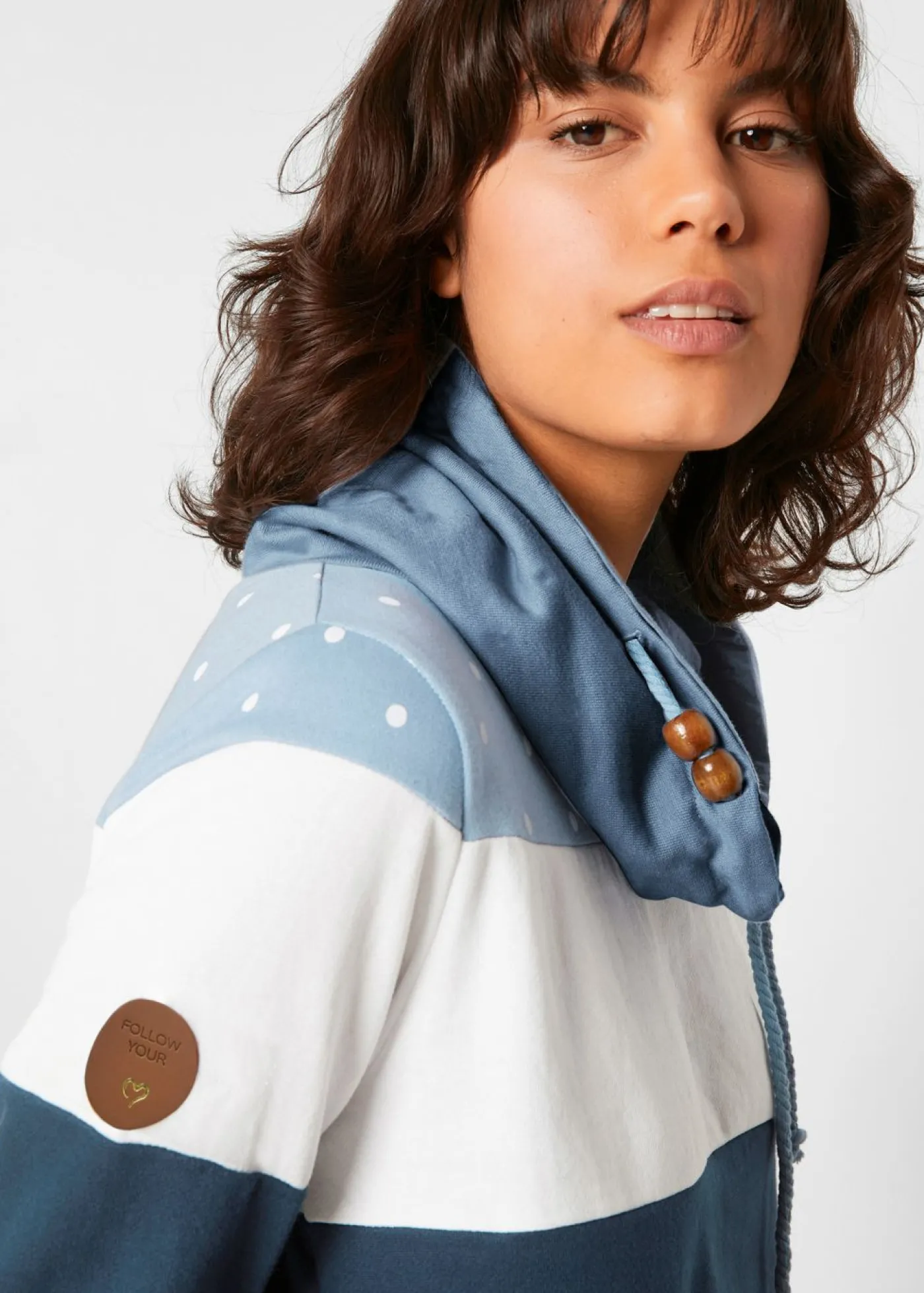 bonprix bonprix Vestido tipo sudadera azul marino topos