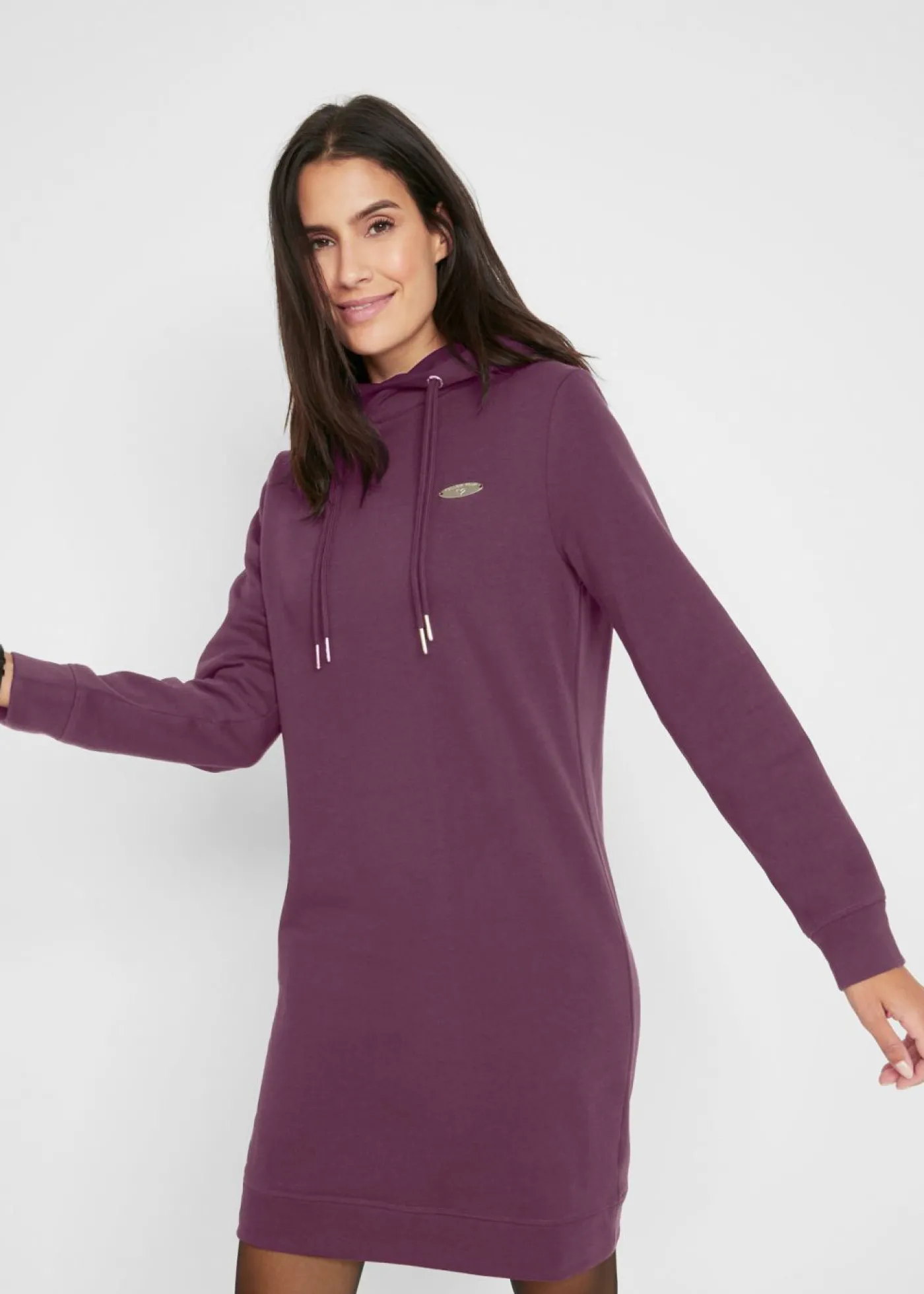 bonprix bonprix Vestido tipo sudadera con capucha Baya de saúco