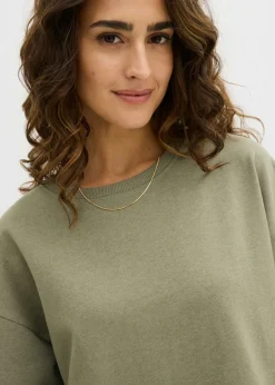 bonprix bonprix Vestido tipo sudadera con falda Verde oliva Sale