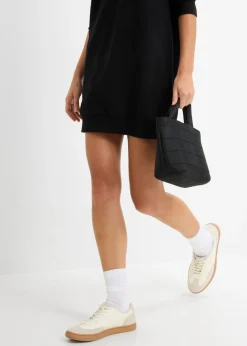 bonprix bonprix Vestido tipo sudadera de felpa suave Negro