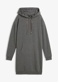 bonprix bonprix Vestido tipo sudadera de algodón puro Gris jaspeado Discount